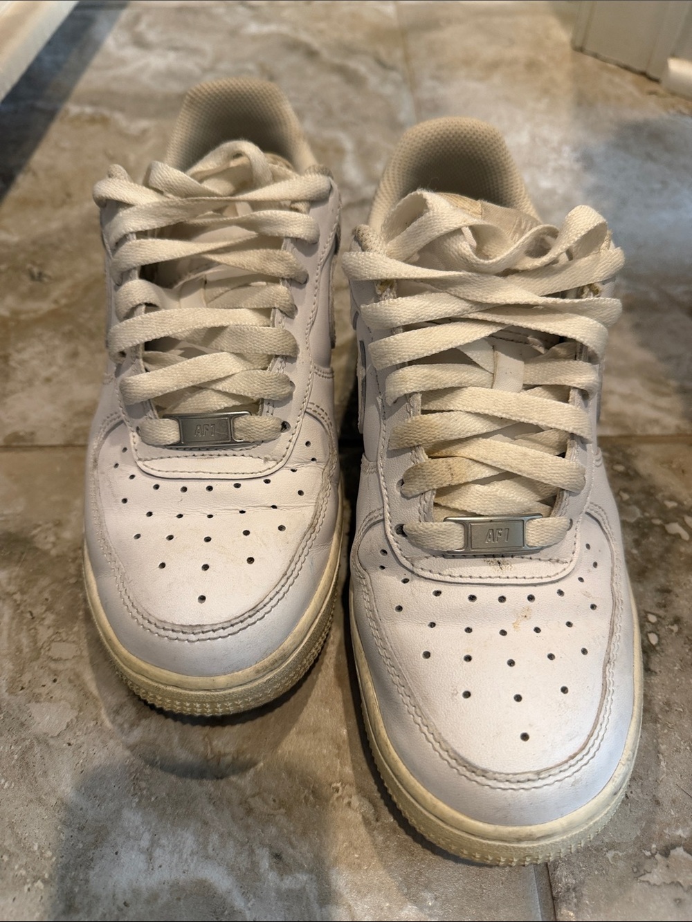 Nike White Kids AF1 Low-Top Sneakers